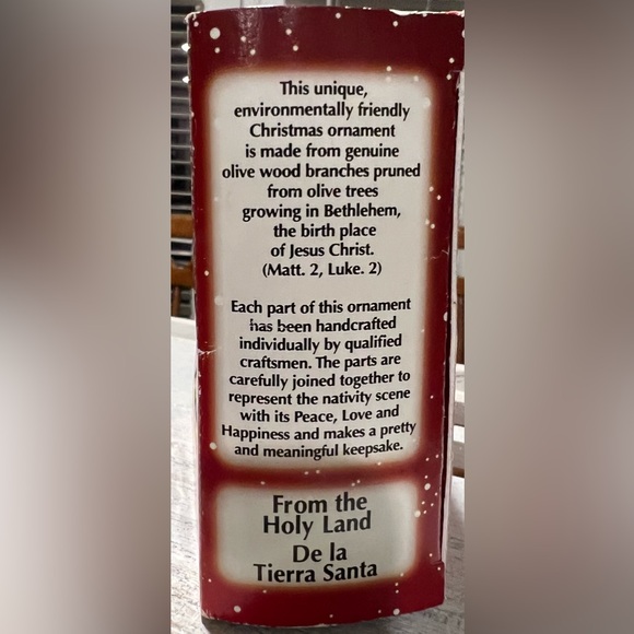 Genuine Olive Wood Small Nativity Scene Ornament Israel Holy Land In Box - Picture 3 of 14